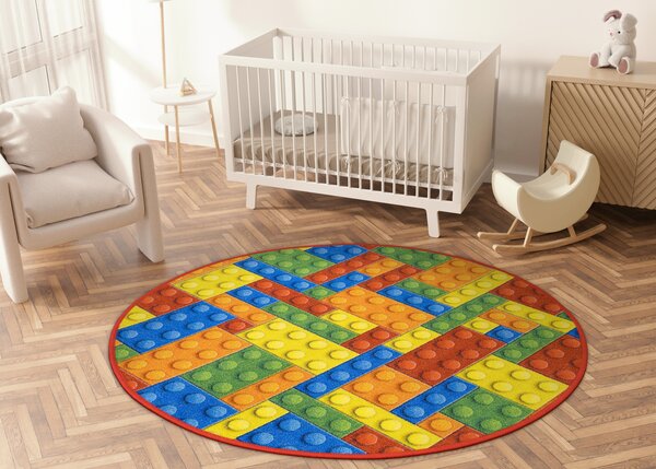 Kobercový ráj Kulatý dětský koberec Kostky Lego Rozměr: průměr 80 cm