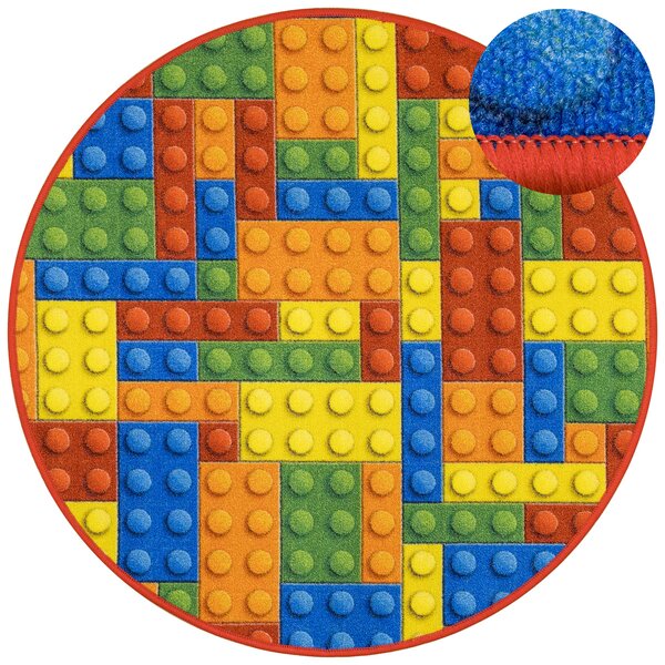 Kobercový ráj Kulatý dětský koberec Kostky Lego Rozměr: průměr 80 cm