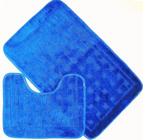 Koupelnová předložka set 2ks - tm. modré čtverce