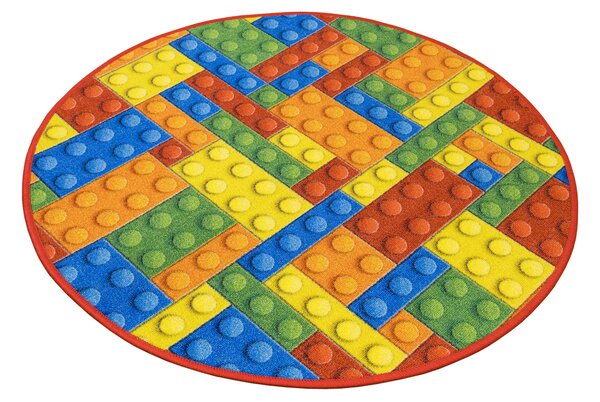Kobercový ráj Kulatý dětský koberec Kostky Lego Rozměr: průměr 80 cm