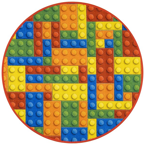 Kobercový ráj Kulatý dětský koberec Kostky Lego Rozměr: průměr 80 cm