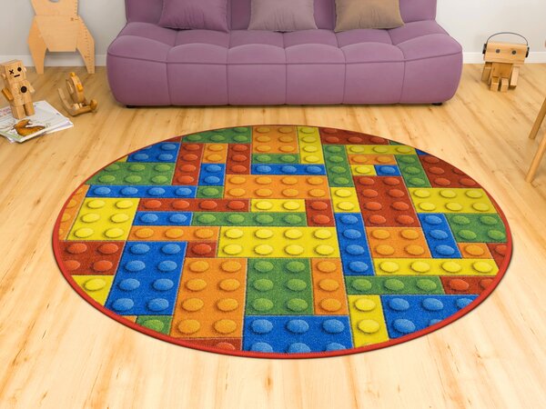 Kobercový ráj Kulatý dětský koberec Kostky Lego Rozměr: průměr 80 cm