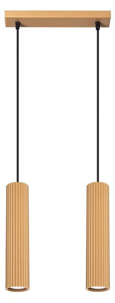 Závěsné svítidlo Karbon, 2x zlaté kovové stínítko