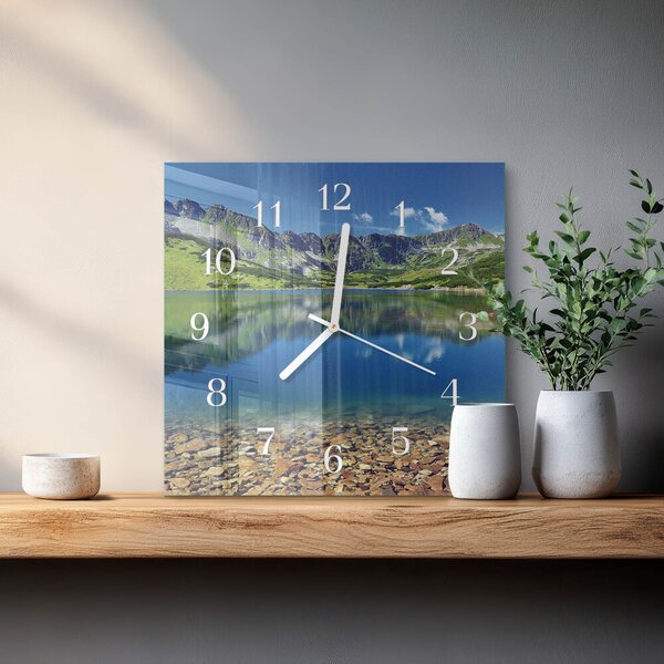 Skleněné hodiny Horské jezero zskb-30x30-00082955