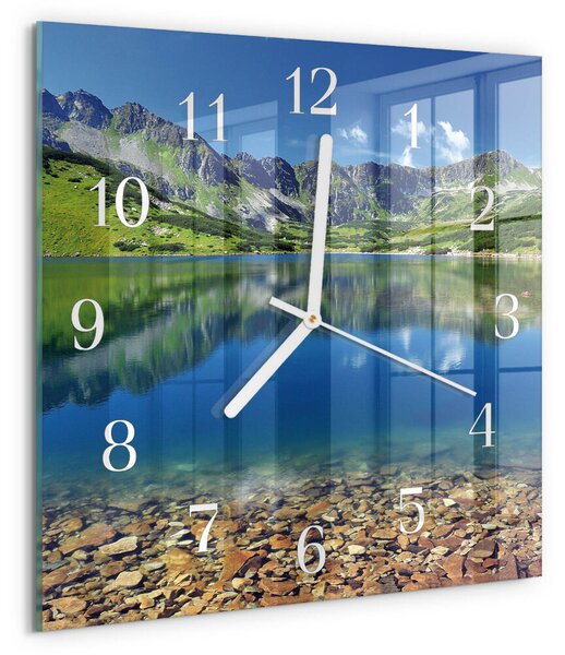 Skleněné hodiny Horské jezero zskb-30x30-00082955