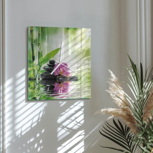 Skleněné hodiny Lázeňská orchidej zskb-30x30-00058436