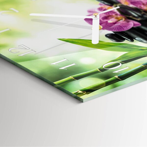 Skleněné hodiny Lázeňská orchidej zskb-30x30-00058436