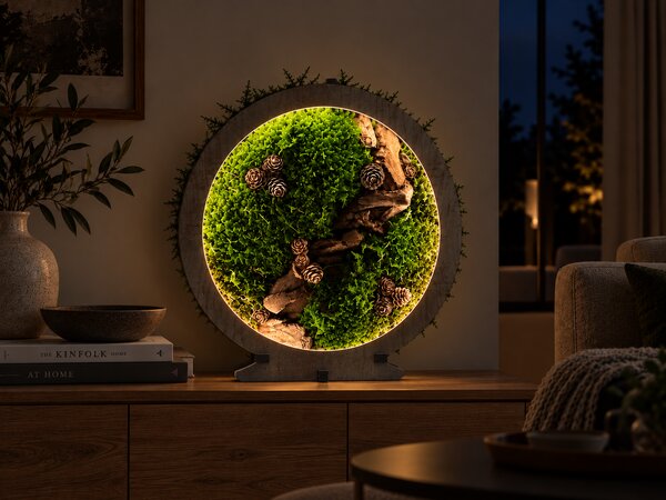 "Mechové zátiší" lampa 30x31 cm provedení povrchu: dub světlý