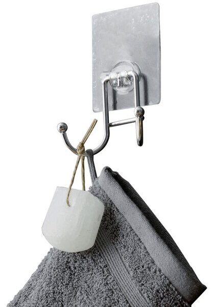 Dvojitý samolepicí háček Compactor Bestlock Magic systém bez vrtání, chrom, nosnost až 3kg