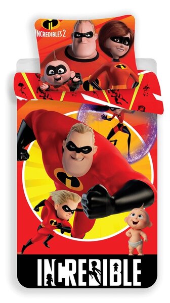 Dětské bavlněné povlečení s obrázkem z Incredibles. Rozměr povlečení je 140x200, 70x90 cm