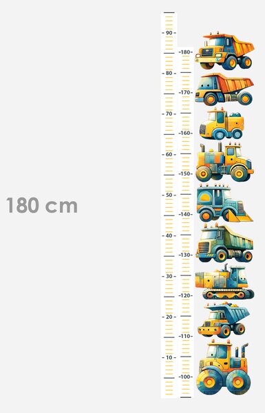 Metr stavební stroje textilní přelepitelné samolepky na zeď výška 160 cm