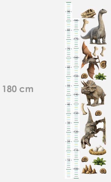 Metr realističtí dinosauři textilní přelepitelné samolepky na zeď výška 160 cm