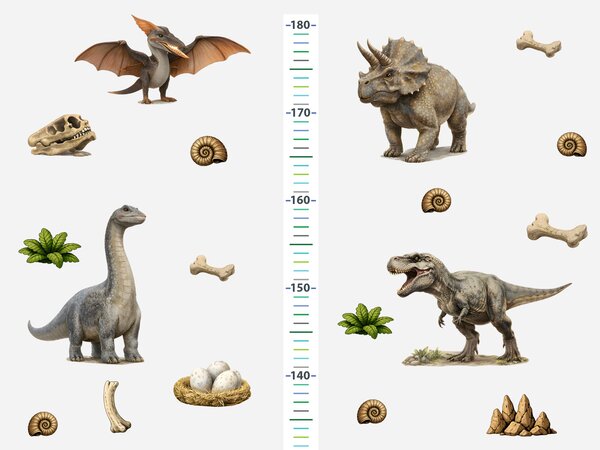 Metr realističtí dinosauři textilní přelepitelné samolepky na zeď výška 160 cm