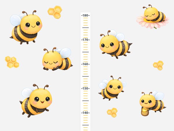 Metr včely a včelky textilní přelepitelné samolepky na zeď výška 160 cm