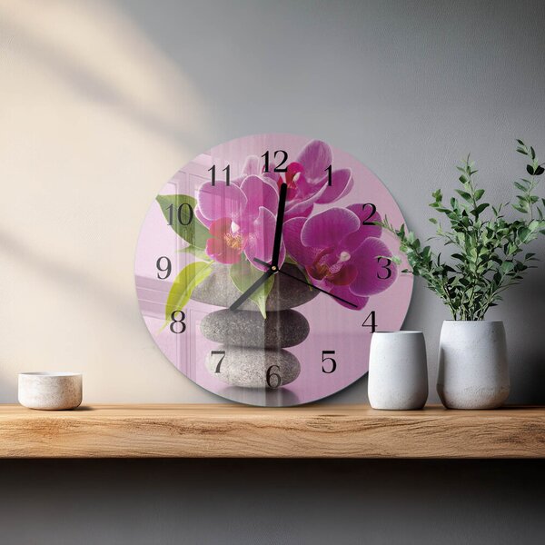 Skleněné nástěnné hodiny Orchidej zsoc-fi30-00177075