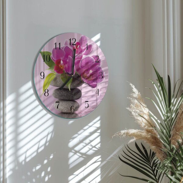 Skleněné nástěnné hodiny Orchidej zsoc-fi30-00177075