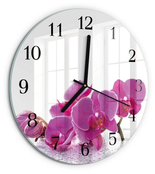 Skleněné nástěnné hodiny Orchidej zsoc-fi30-00177569