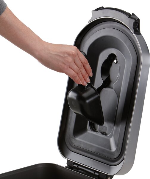 Simplehuman kontejner na 25 L granulí, 11-13 kg suchého krmiva, vzduchotěsný, bílá ocel