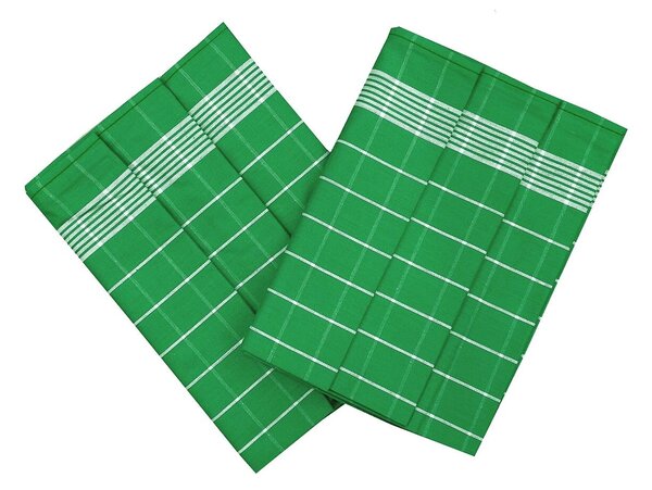  Sada tří bavlněných utěrek s kostkami - kombinace barev zelená a bílá. Rozměr utěrek je 3x 50x70 cm