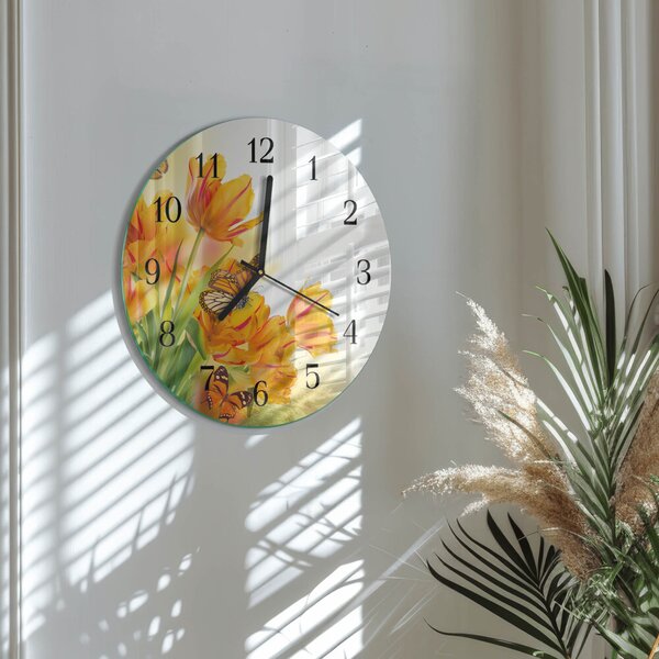 Skleněné nástěnné hodiny Tulipány zsoc-fi30-00179072