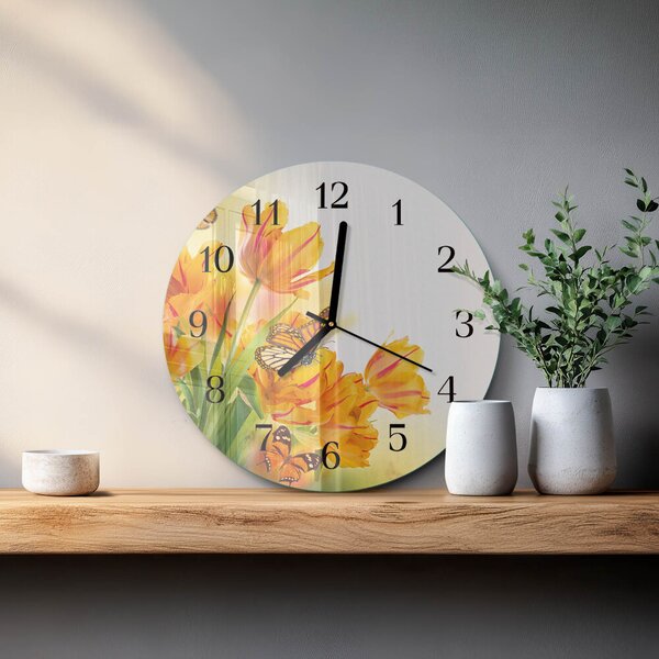 Skleněné nástěnné hodiny Tulipány zsoc-fi30-00179072