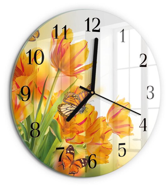 Skleněné nástěnné hodiny Tulipány zsoc-fi30-00179072