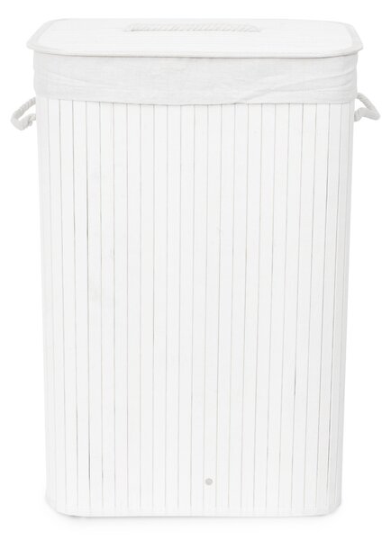 Bambusový koš na prádlo s víkem Compactor Bamboo - obdélníkový, bílý, 40 x 30 x v60 cm
