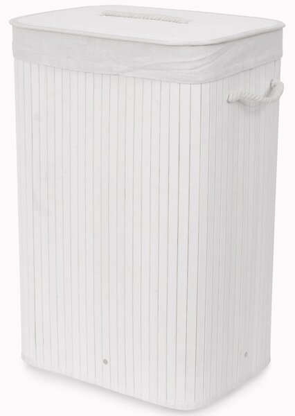 Bambusový koš na prádlo s víkem Compactor Bamboo - obdélníkový, bílý, 40 x 30 x v60 cm