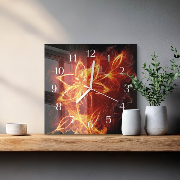 Skleněné hodiny Ohnivý květ zskb-30x30-00079465