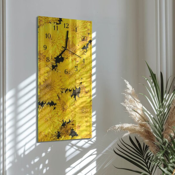 Skleněné hodiny vertikální Květiny zsppc-30x60-00175145