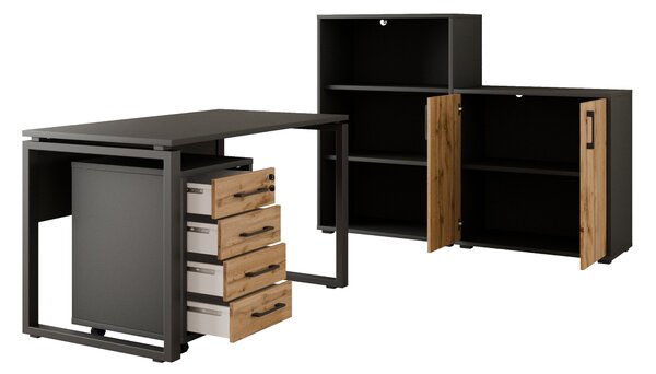 Kancelářská sestava NEJBY GIANNI PREMIUM 3, antracit/dub wotan