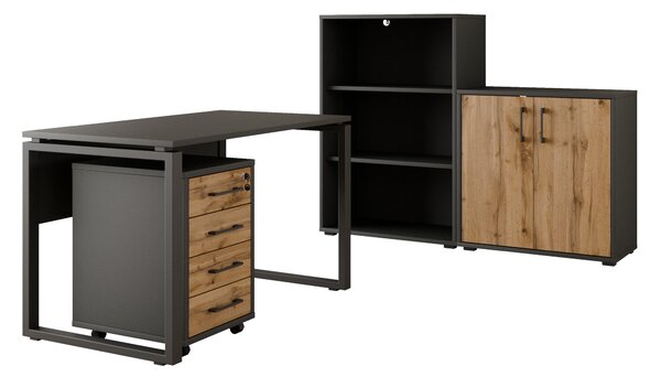 Kancelářská sestava NEJBY GIANNI PREMIUM 3, antracit/dub wotan