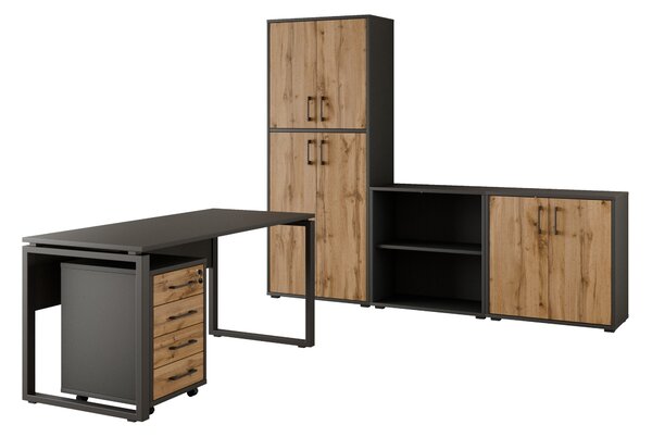 Kancelářská sestava NEJBY GIANNI PREMIUM 2, antracit/dub wotan
