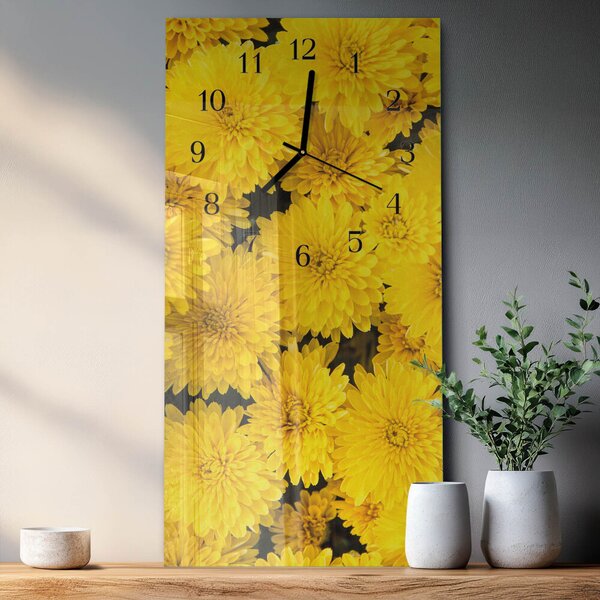 Skleněné hodiny vertikální Květiny zsppc-30x60-00175145
