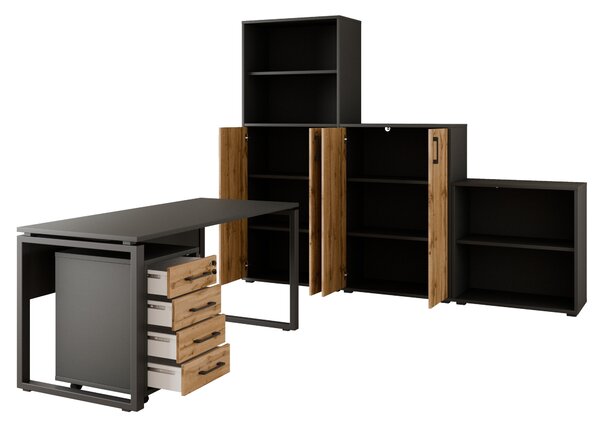 Kancelářská sestava NEJBY GIANNI PREMIUM 4, antracit/dub wotan