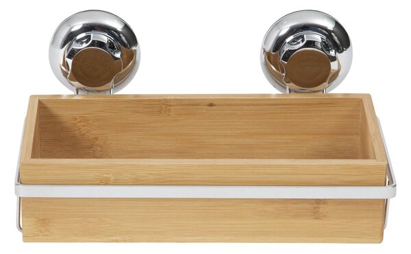 Bambusová polička na koupelnové doplňky na zeď Compactor Bestlock SPA Bamboo s přísavkou