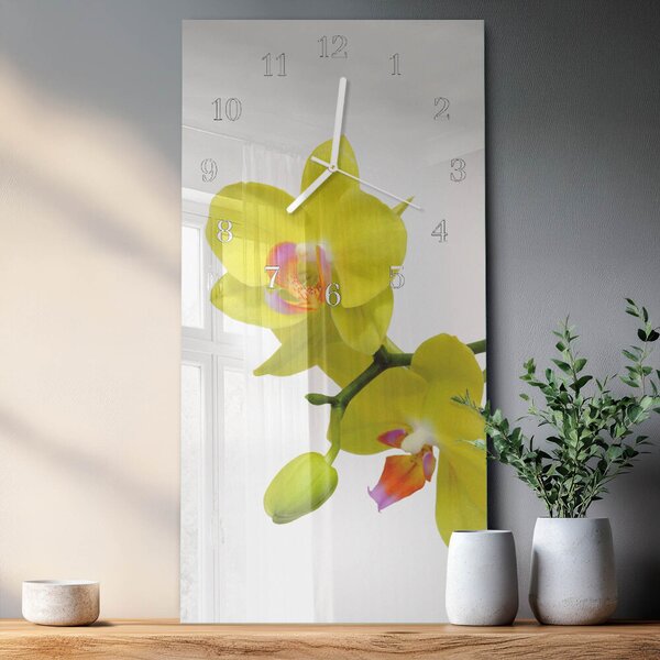 Skleněné hodiny vertikální Orchidej zsppb-30x60-00090272