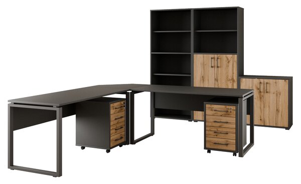 Kancelářská sestava NEJBY GIANNI PREMIUM 5, antracit/dub wotan