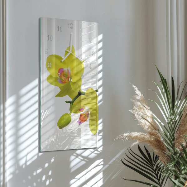 Skleněné hodiny vertikální Orchidej zsppb-30x60-00090272