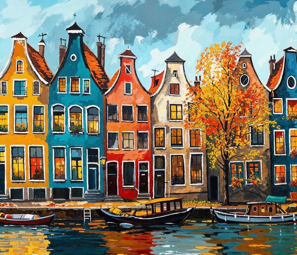 Obraz na plátně - Rotterdamskými kanály FeelHappy.cz Velikost obrazu (šířka x výška): 120 x 40 cm