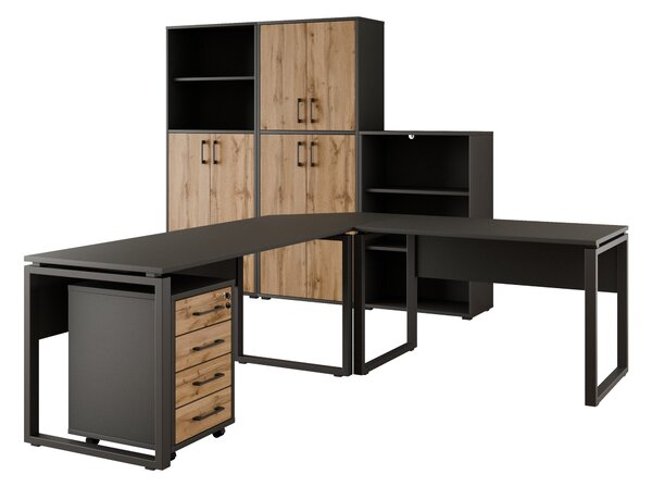 Kancelářská sestava NEJBY GIANNI PREMIUM 1, antracit/dub wotan
