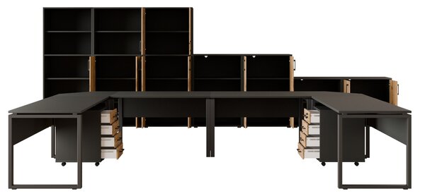 Kancelářská sestava NEJBY GIANNI PREMIUM 6, antracit/dub wotan