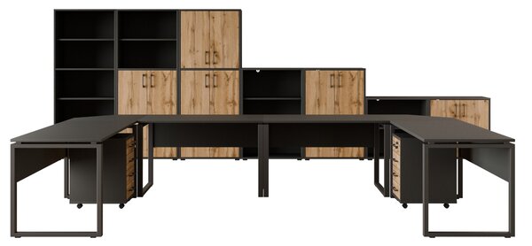 Kancelářská sestava NEJBY GIANNI PREMIUM 6, antracit/dub wotan