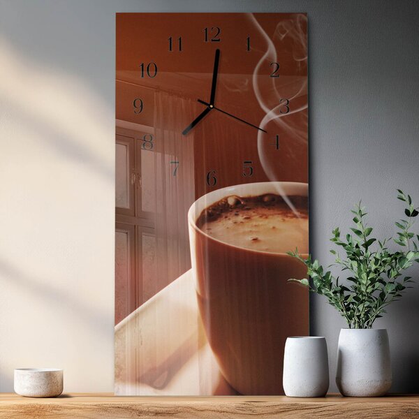 Skleněné hodiny vertikální Káva zsppc-30x60-00172978