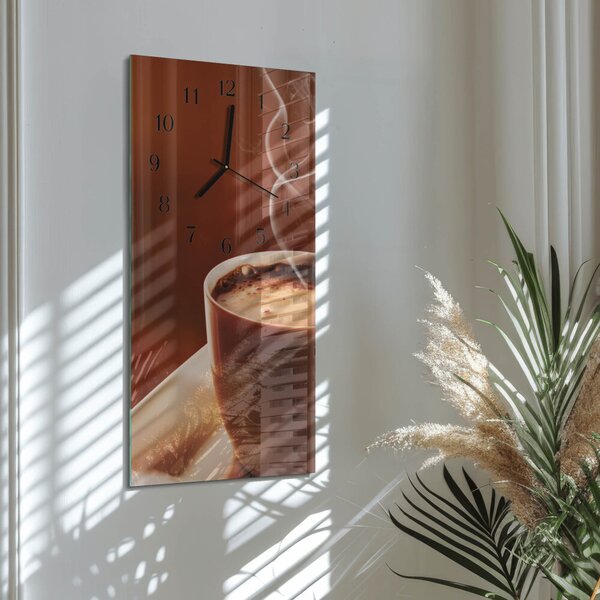 Skleněné hodiny vertikální Káva zsppc-30x60-00172978