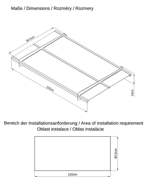 Hliníkový vchodový přístřešek BestBerg BBDA-B12 / 120 x 80 cm / šedá