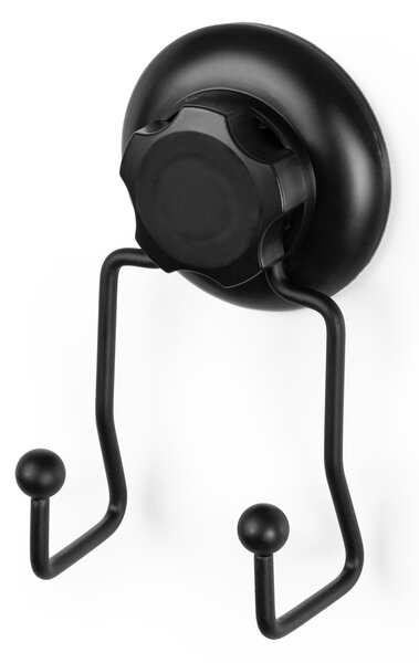 Dvojitý háček do koupelny Compactor Bestlock Black s přísavkou-bez vrtání, nosnost až 6kg