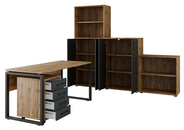 Kancelářská sestava NEJBY GIANNI PREMIUM 4, dub wotan/antracit