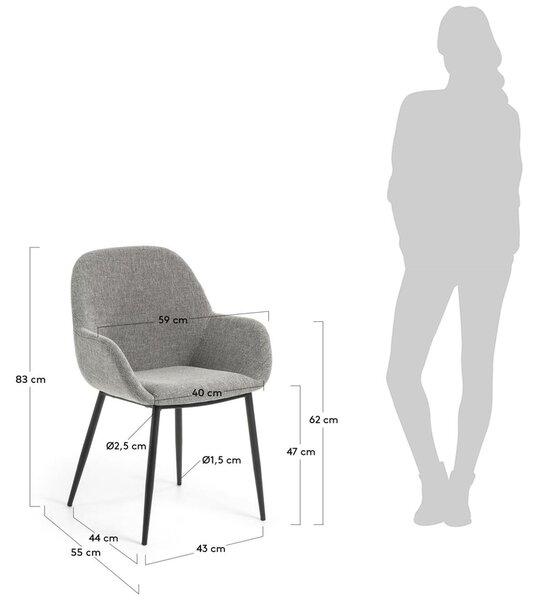 Světle šedá látková jídelní židle Kave Home Konna