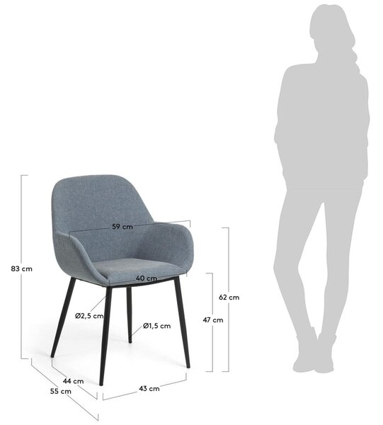 Modrá látková jídelní židle Kave Home Konna